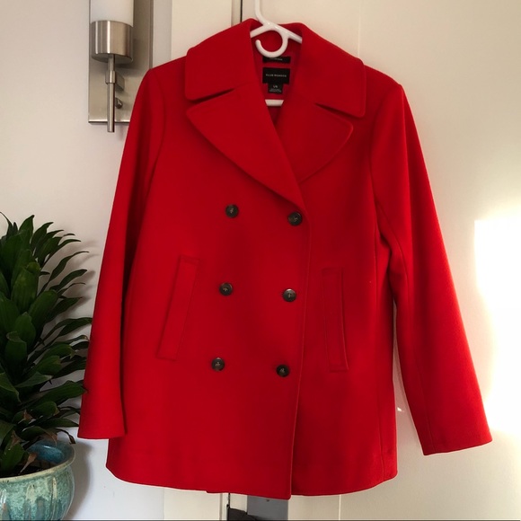 red double breasted wool coat